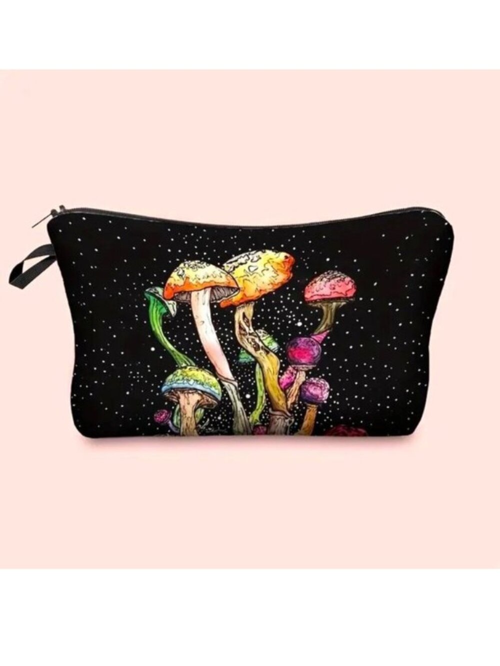 Cosmetic Bag Makeup Mushrooms Blacklight Glow Wonderland Clutch Pouch Travel NEW